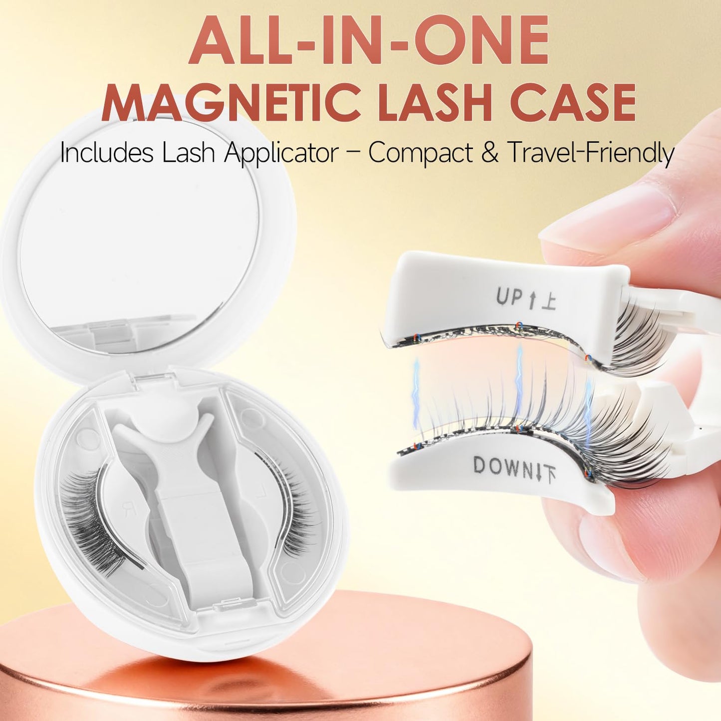 Magnetic Eyelashes Kit with Applicator – No Glue, No Eyeliner Needed, Reusable Natural Look False Lashes, Lightweight & Comfortable, Easy to Apply for Beginners