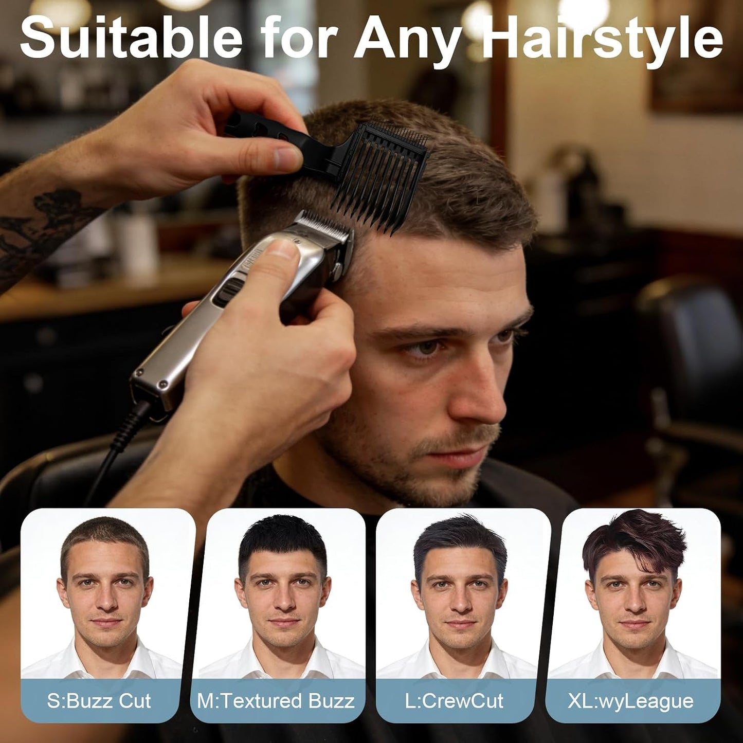 4-in-1 Detachable Fade Comb Set for Men’s Hairstyling - Compatible with Clippers & Scissors | Ideal for Home & Salon Use
