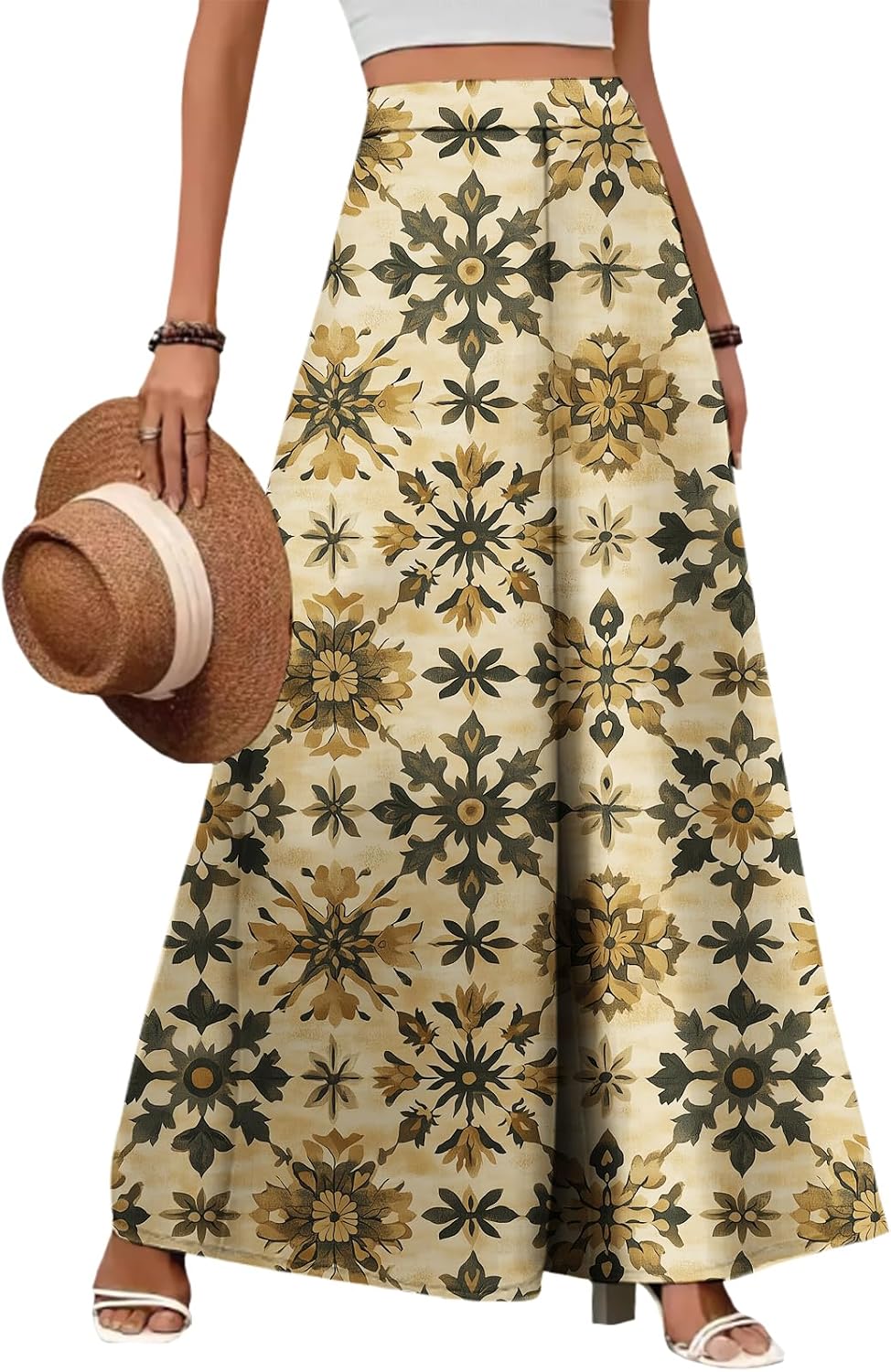 ZOCAVIA Women's Boho Wide Leg Pants - Lightweight High Waisted Palazzo Trousers with Pockets | Summer Casual Style