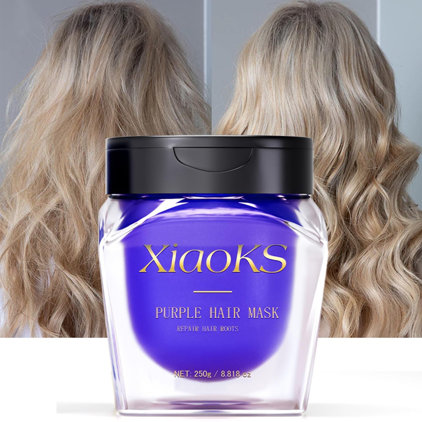 Purple Hair Mask for Brassy Hair,Toning Purple Shampoo Mask for Blonde, Silver, Gray, Bleached Hair,Repairs Damaged Hair Roots & Hydrates, Brightening & Smoothing Treatment (Purple)