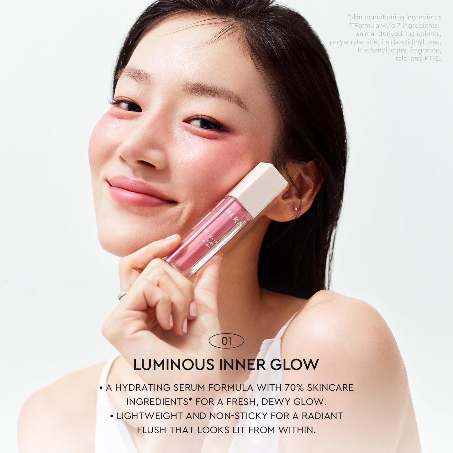 HERA Reflection Liquid Blush #360 Cherry Bomb 7.5g – Glass Skin Glow, Hydrating Serum Formula with 70% Skincare Ingredients, Buildable Radiance, Sheer Color, Korean Makeup