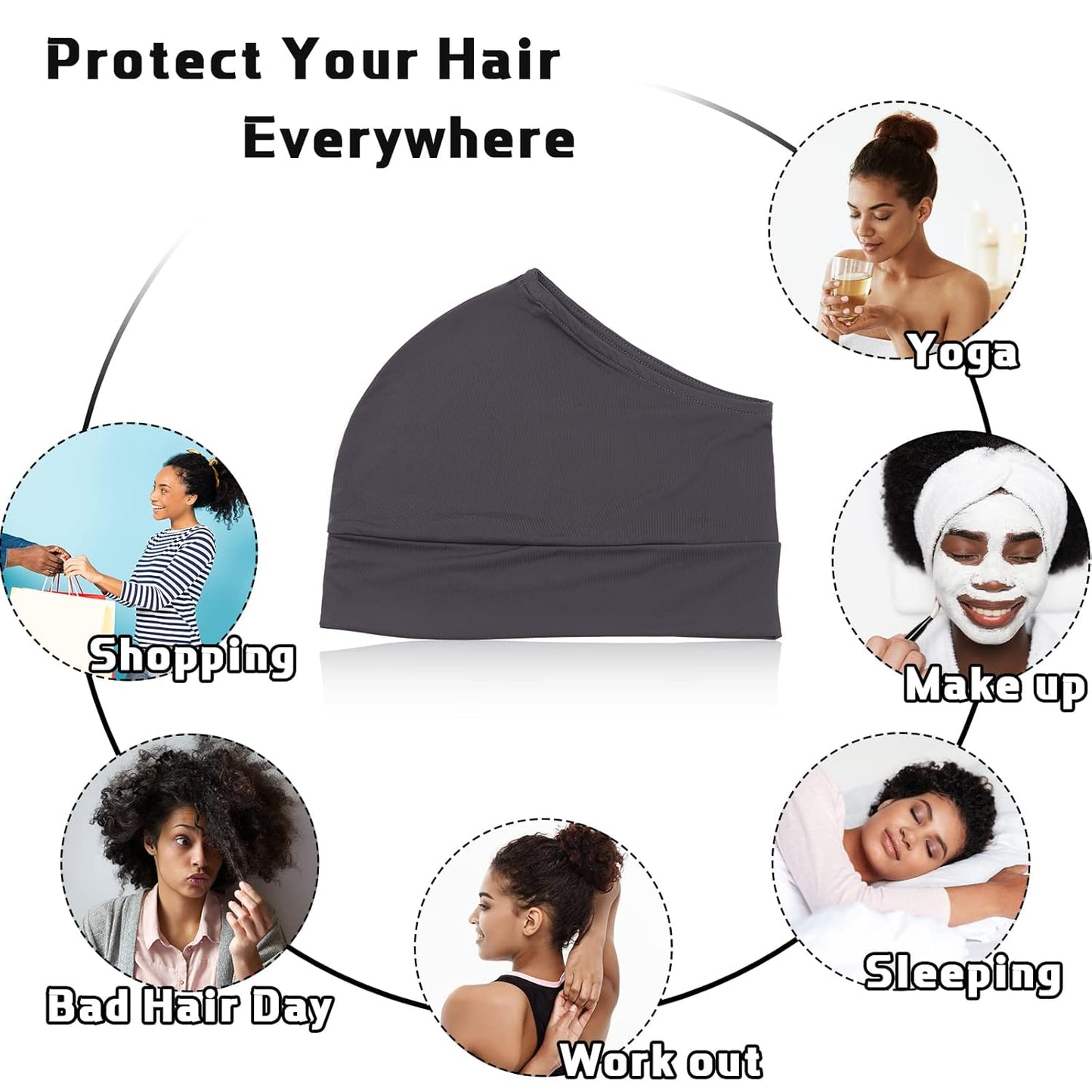 Nylon Head Wraps - Satin Hair Cover for Sleep & Dreadlocks | 4 Pack in Black, Coffee, Wine Red, Navy Blue
