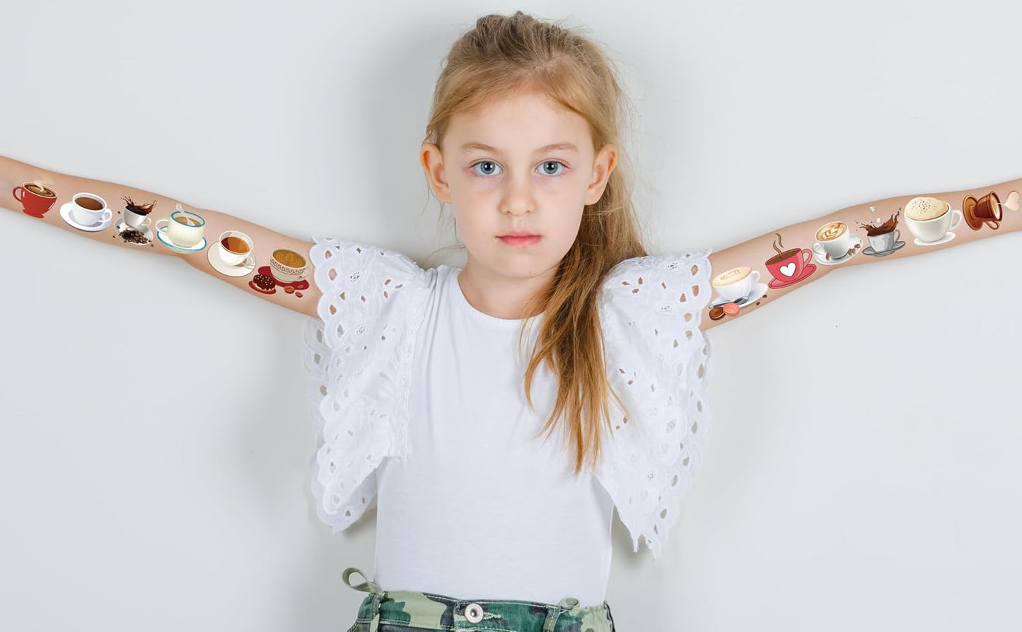 Coffee Temporary Tattoo Stickers - 200+ Cute Latte Designs for Birthday Parties | Class Prizes & Decorations