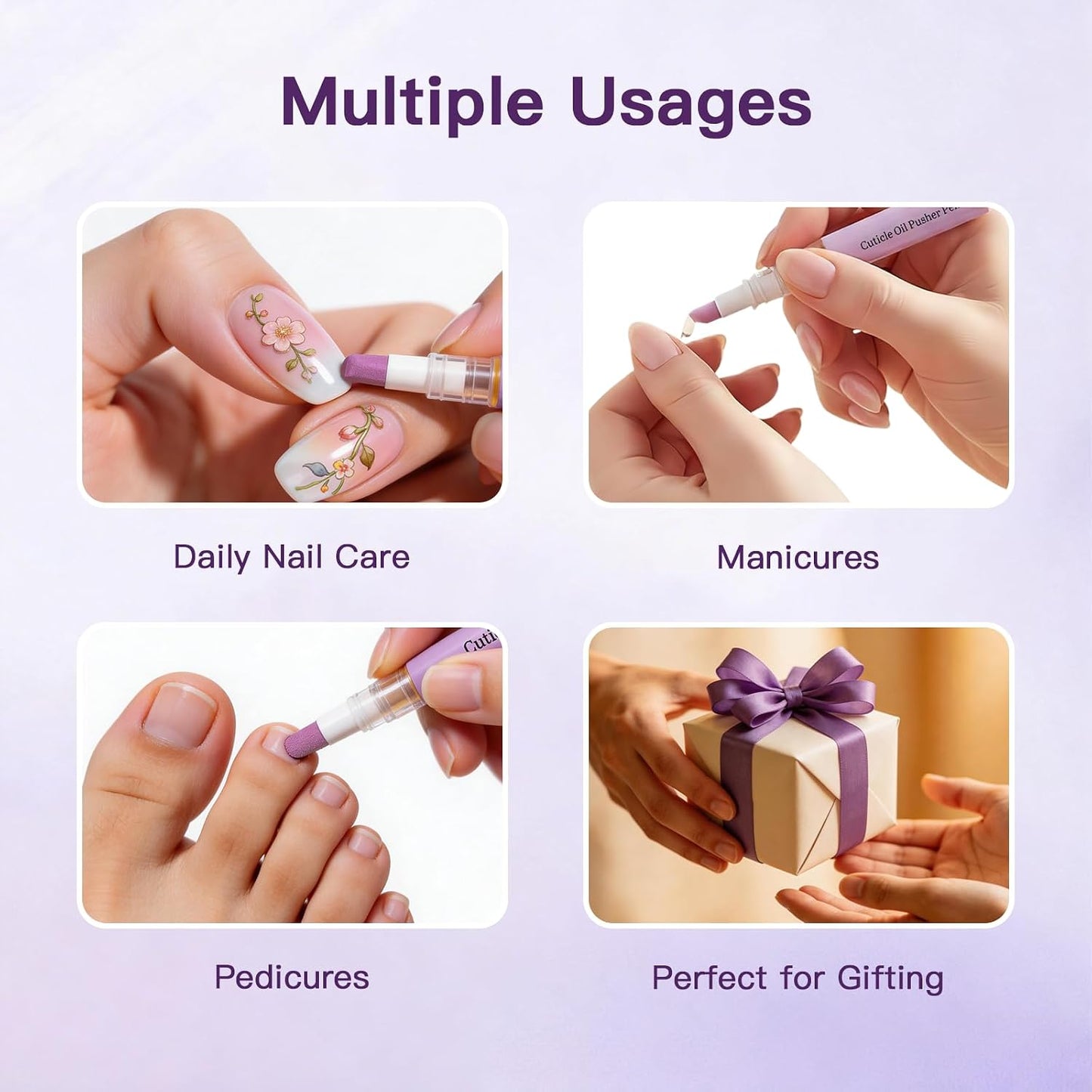 Cuticle Oil Pusher Pen - 2-in-1 Nail Cuticle Applicator for Dry & Damaged Nails | Portable Moisturizer (1PC)
