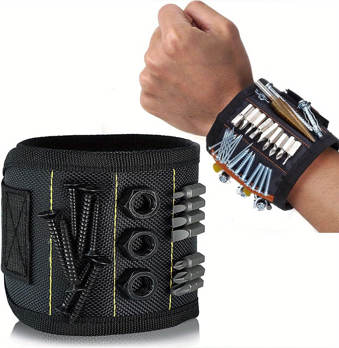 Magnetic Wristband for Tools - Adjustable Tool Holder for Screws, Nails & Drill Bits | Ideal Gift for Handyman, Dad & Grandpa