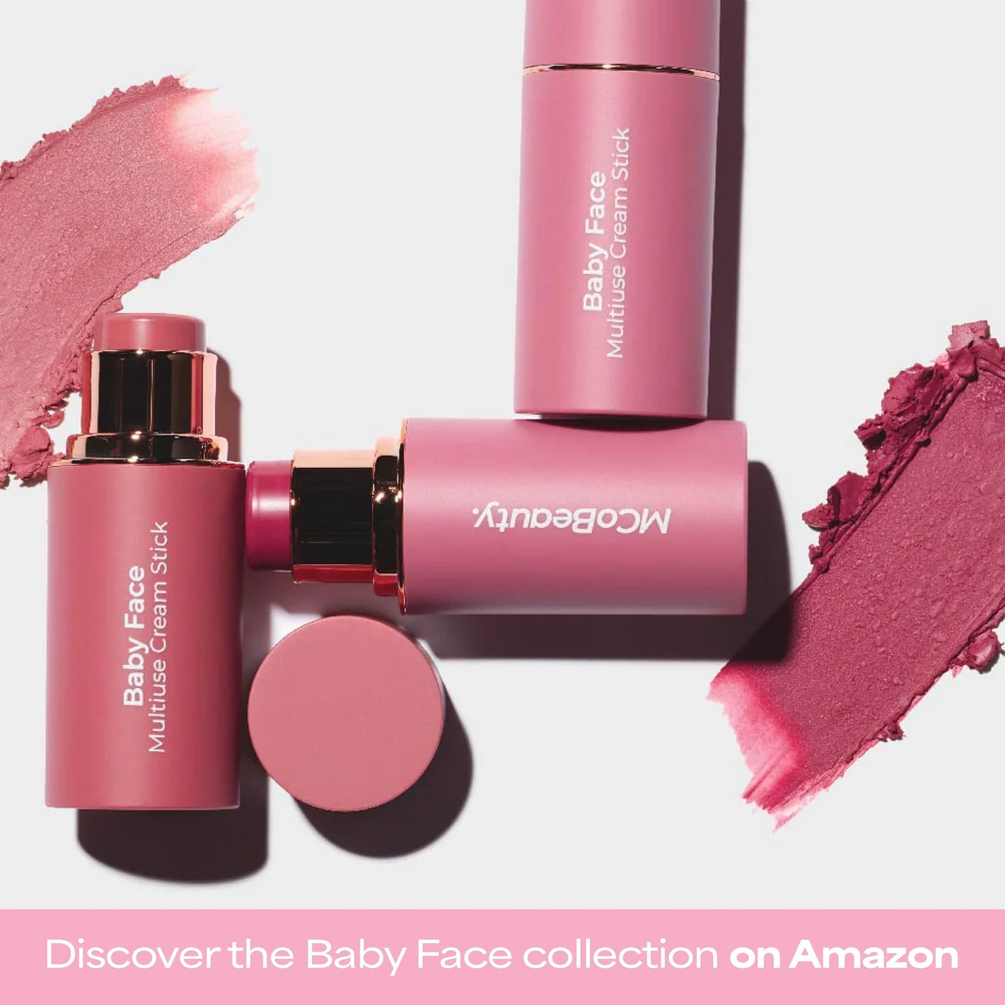 Baby Face Cream Blush Stick - Lucy - Deep Rose Multiuse Buildable Lip and Cheek Color Balm for a Radiant Dewy Glow - Face Makeup with Jojoba Seed Oil Coconut Oil - Vegan & Cruelty Free