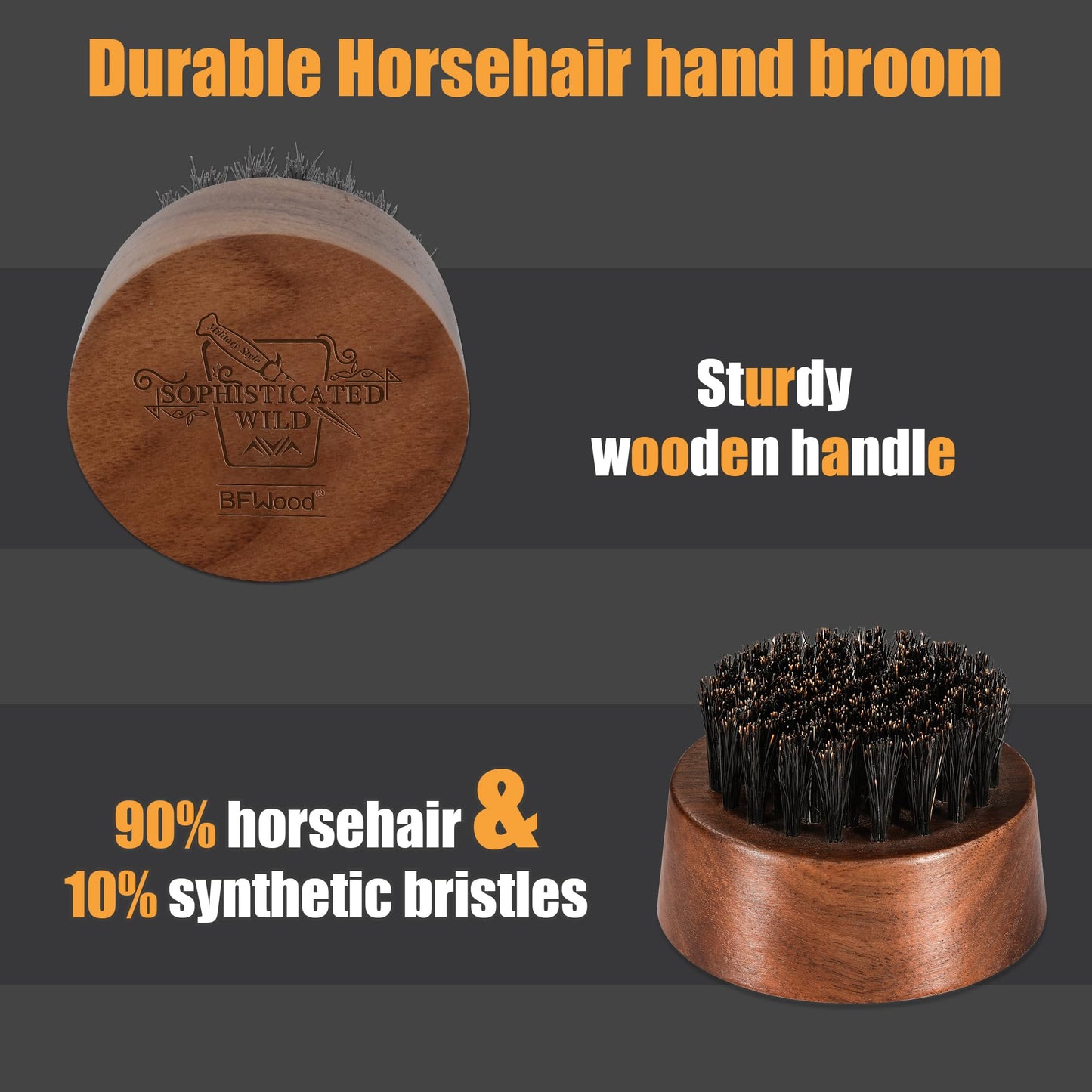 BFWood Beard Brush for Men - Natural Round Boar Bristles Brush Comb Set with Walnut Wood, Foldable Mustache Comb and Trimming Sissors, Small Beard Brush Grooming Mustaches Kit for Travel