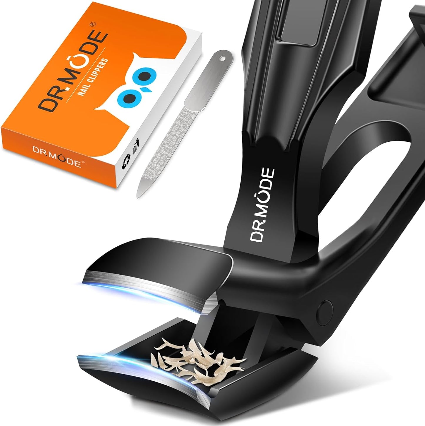 Toenail Clippers for Seniors - Heavy Duty Angled Head Large Nail Cutter with Wide Jaw Opening | Long Handle - Black