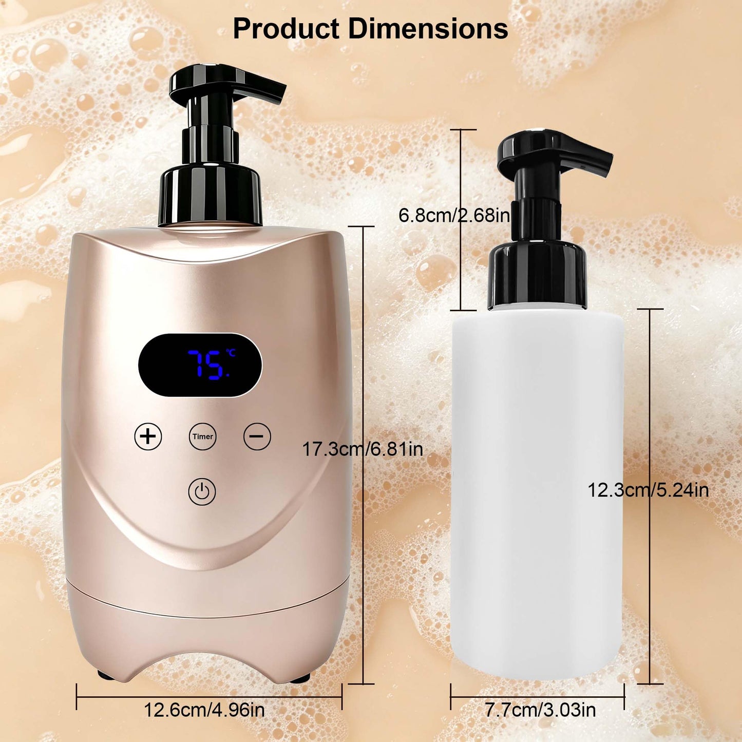 BACTIBLAST Champagne Colour Hot Lather Machine Barber – Professional Hot Shave Lather Machine for Men’s Facial Shaving | Shaving Cream Heater & Foam Machine, 500ml Bottles ×2,Hot Foam Machine Barber