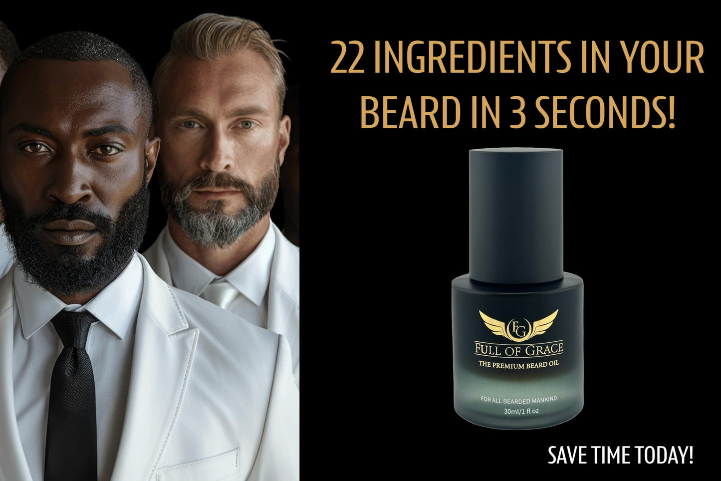 FULL OF GRACE Premium Beard Oil, Organic And Natural, With 22 Ingredients Including Argan, Jojoba, Abyssinian To Condition, Hydrate Beard And Moisturize Facial Skin- Oud, Vanilla Caviar & Amber | 30ml