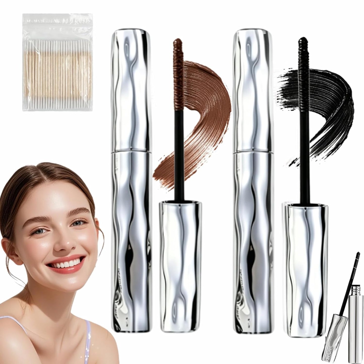 Waterproof Fiber Mascara - Volume & Length Without Clumping | Smudge-Proof, Natural Finish (3pcs)