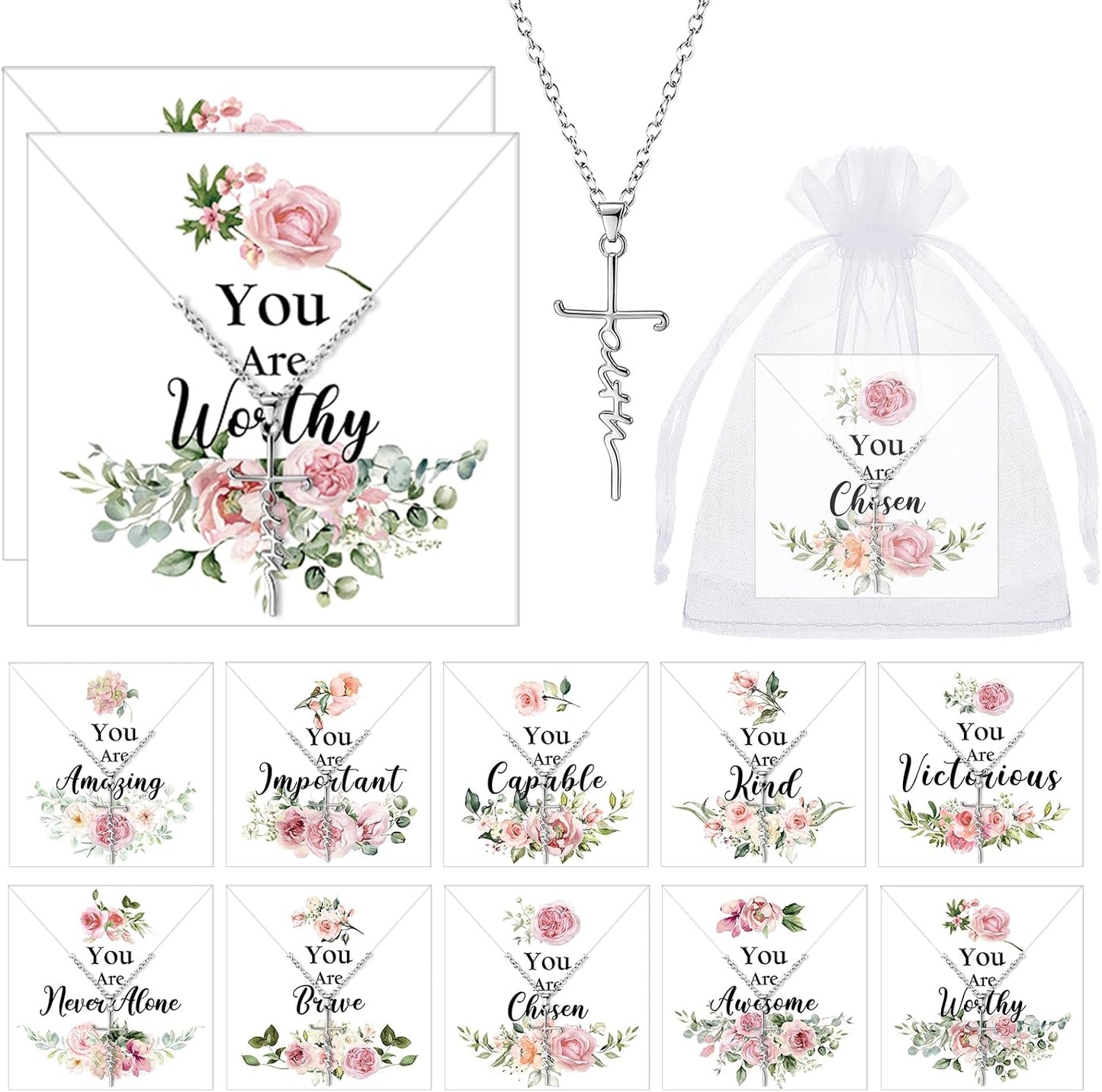 Christian Faith Pearl Necklaces - Elegant Church Gifts for Moms & Women | Bulk Options Available (10/20/40)