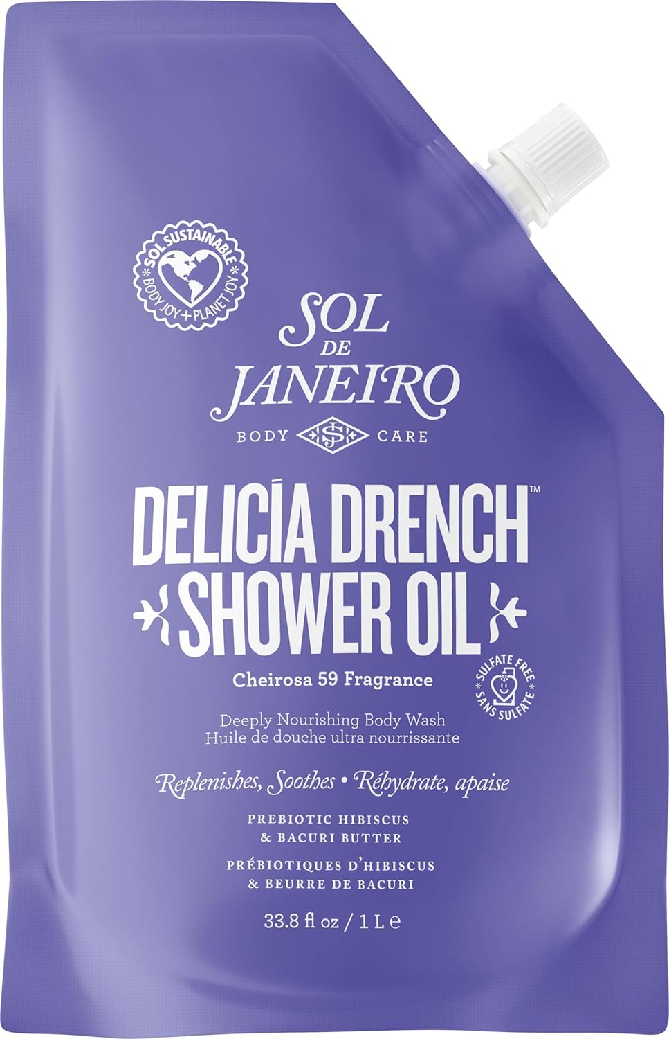 Delicia Drench Shower Oil - Deeply Nourishing Body Wash for Soft Skin | 10 Fl Oz