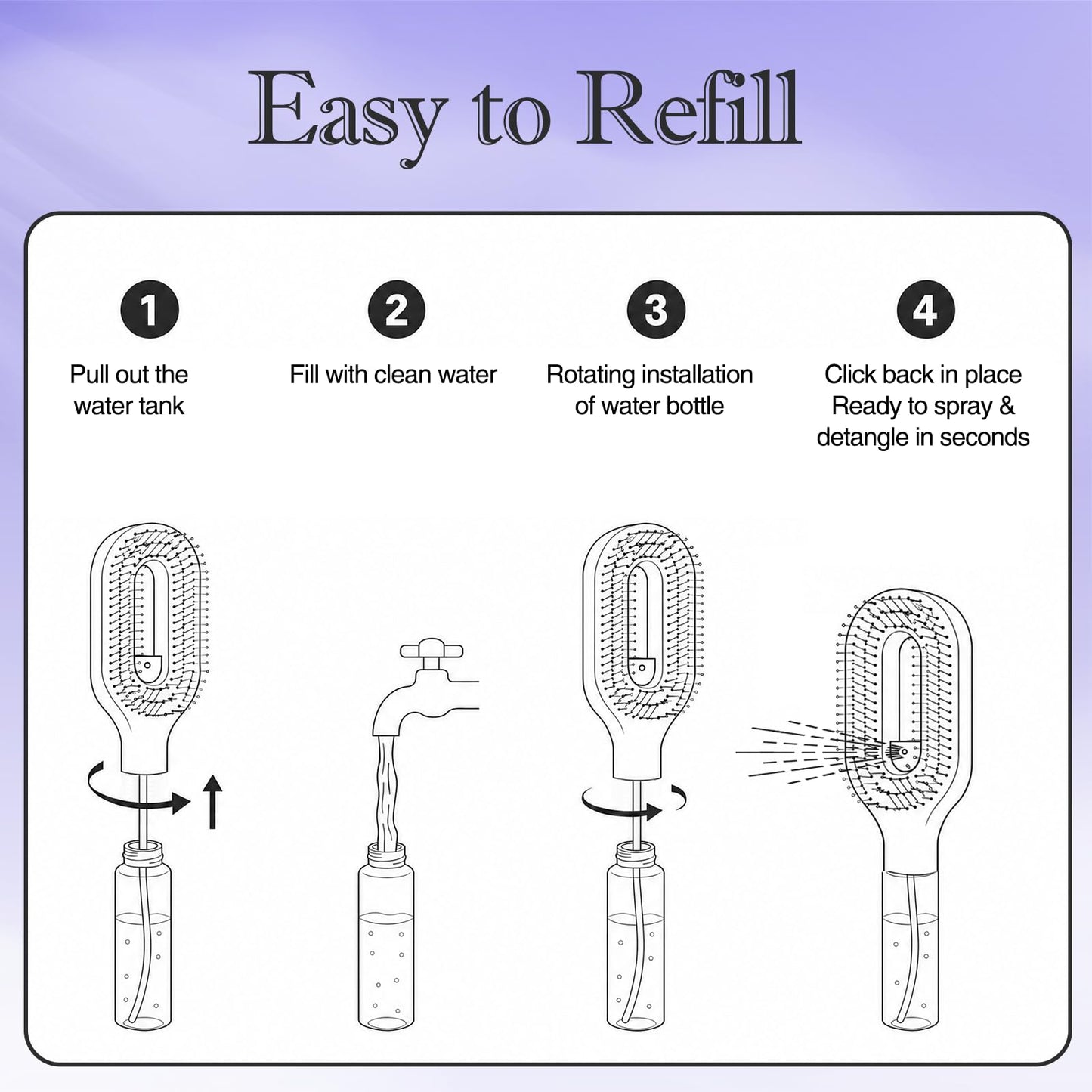 Thick & Long Hair Brush with Water Spray – 2-in-1 Detangling Brush, Anti-Static Mist, Painless Knots Remover for Severely Tangled Curly Hair, Reduce Breakage & Frizz (2, Blue)