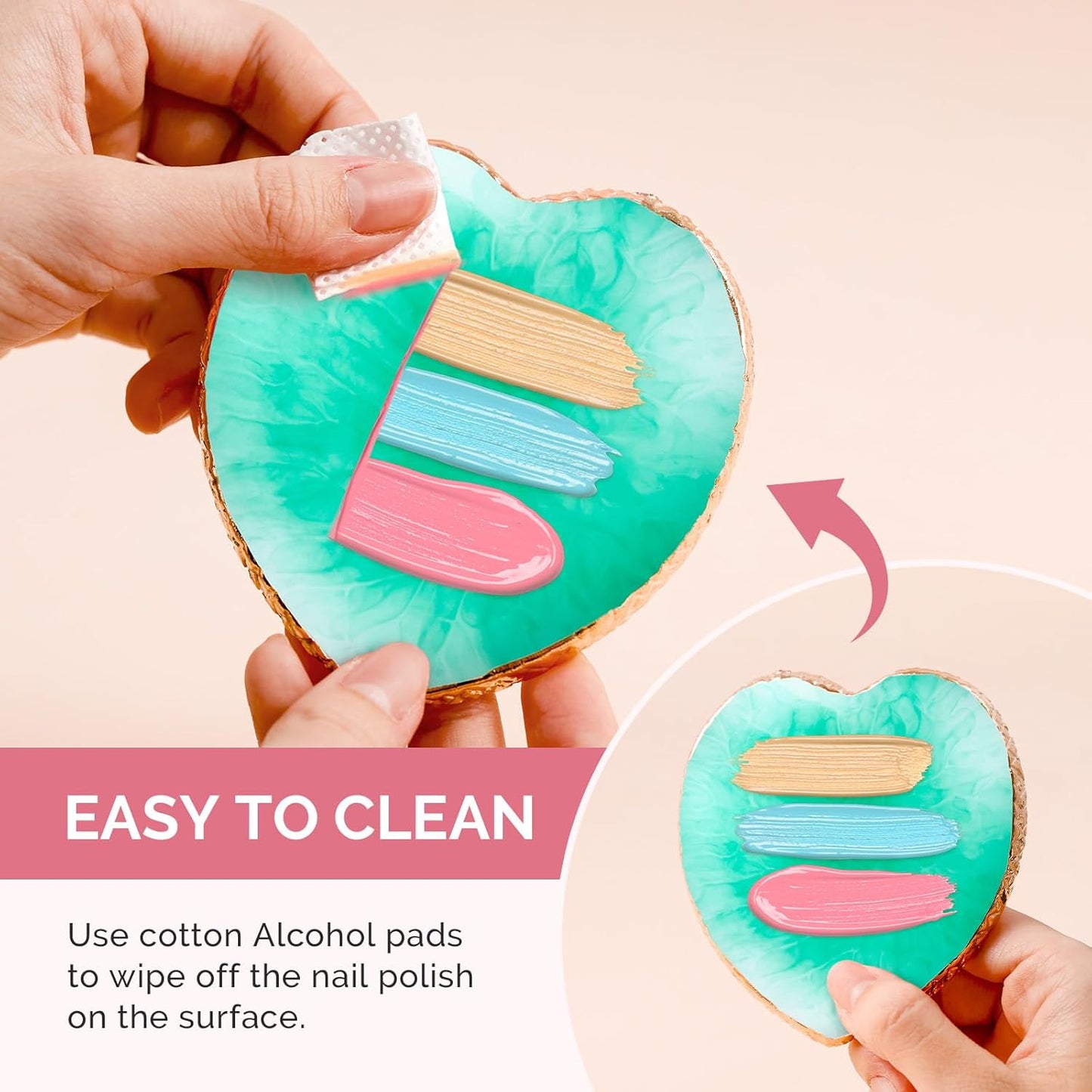 Heart Shape Resin Nail Art Palette - Professional Color Mixing Board for Gel Polish & Acrylics | Green