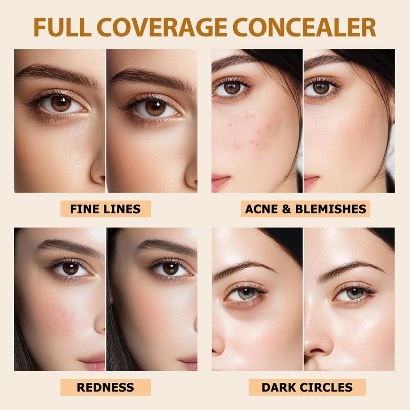 Under Eye Concealer - Hydrating Full Coverage for Dark Circles & Blemishes | Medium Neutral, 0.34 FL.OZ
