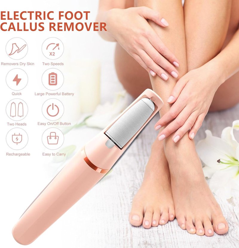 Electric Foot Callus Remover - Rechargeable Pedicure Tool for Smooth Feet Care | Ideal Gift in Pink