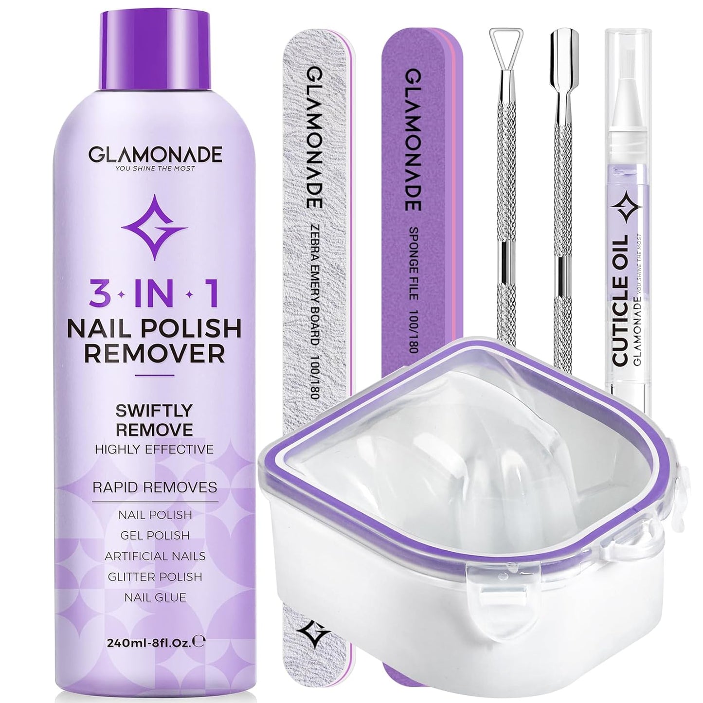 Acetone Nail Polish Remover - Professional Soak-Off Gel Formula with Aloe Vera | 8 Fl. Oz.