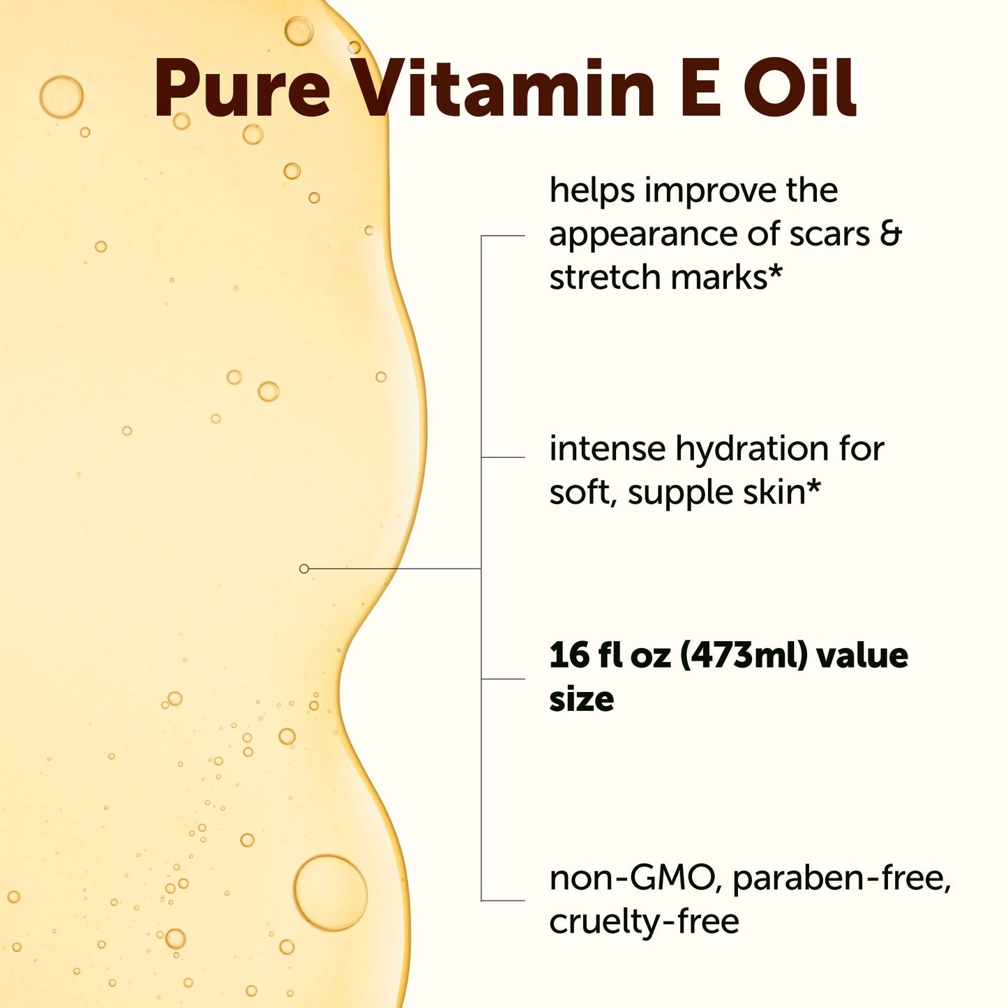 Micro Ingredients Bulk Size Pure Vitamin E Oil 40,000 IU, 16oz – Deep Moisturizing Skin, Face & Hair Oil for Dry Skin, Scars & Stretch Marks* – Fragrance-Free, Non-GMO, Cruelty-Free