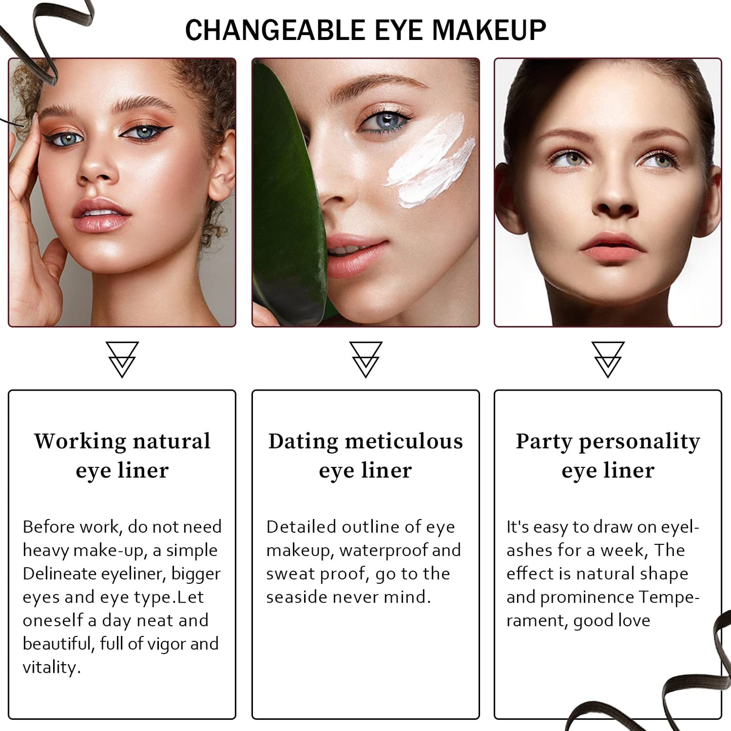 Eyeliner Stamp Set - 6 Double-Ended Winged Pens with Heart, Star, Plum, Triangle & Moon Shapes | Waterproof Liquid Eyeliner for Festival & Cosplay Makeup