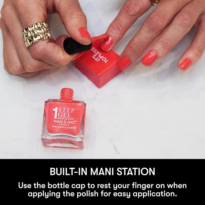 Nails Inc It's Topless Gel-Like Nail Polish, 4-in-1 Base Coat, Treatment, Color & Top Coat, Long Lasting, Strong, Chip Free Nails, Glossy Salon Quality Manicure, Air Dry, Kendall, 0.47 Fl Oz