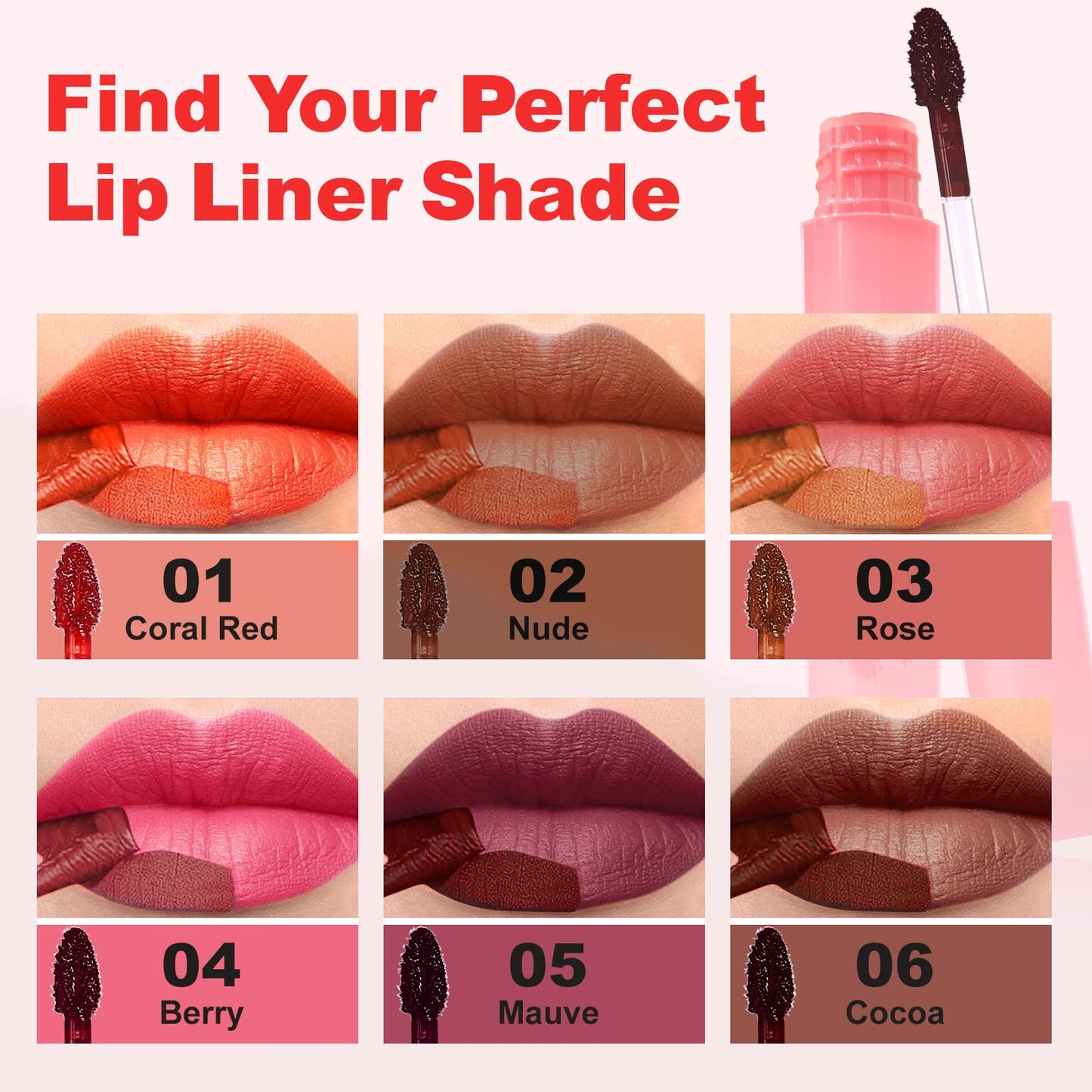 Ursoulney Lip Stain Peel Off - Long Wear Tattoo Lip Liner, Waterproof & Transfer-proof Peel Off Lip Stain with Matte Finish, Gifts for Women (Coral Red, 1 Count(Pack of 1))