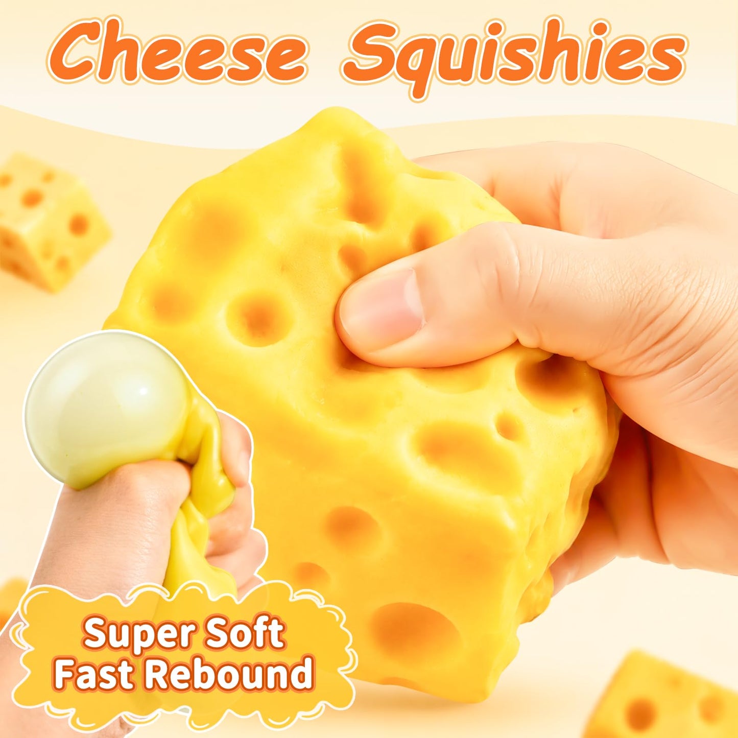 Cheese Squishy Slow Rising Squeeze Toy, Extra Soft Squishy Fidget Toy, Stress Relief Sensory Novelty Fidget Squishy Toy Gift for Kids and Adults