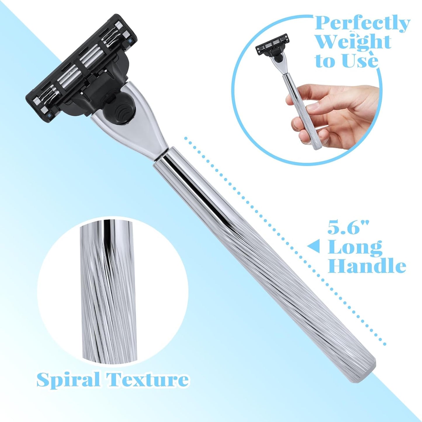 Razor Handle for Gillette Mach 3 - Ergonomic Metal Design for Superior Shaving | Handle Only, No Blades