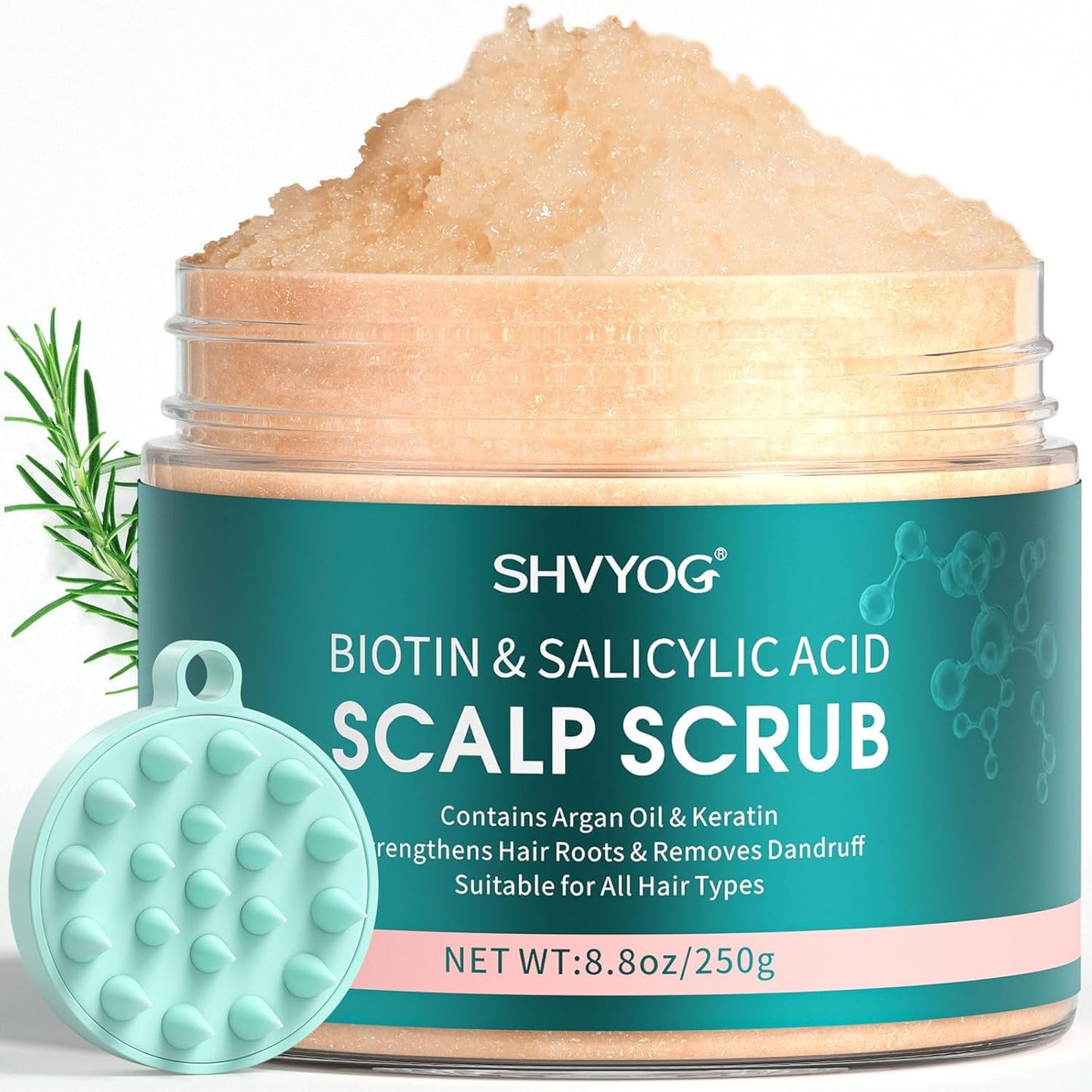Biotin Scalp Scrub - 2-in-1 Exfoliator & Detox Shampoo with 3% Salicylic Acid | Tea Tree Oil for Dandruff & Itchy Scalp