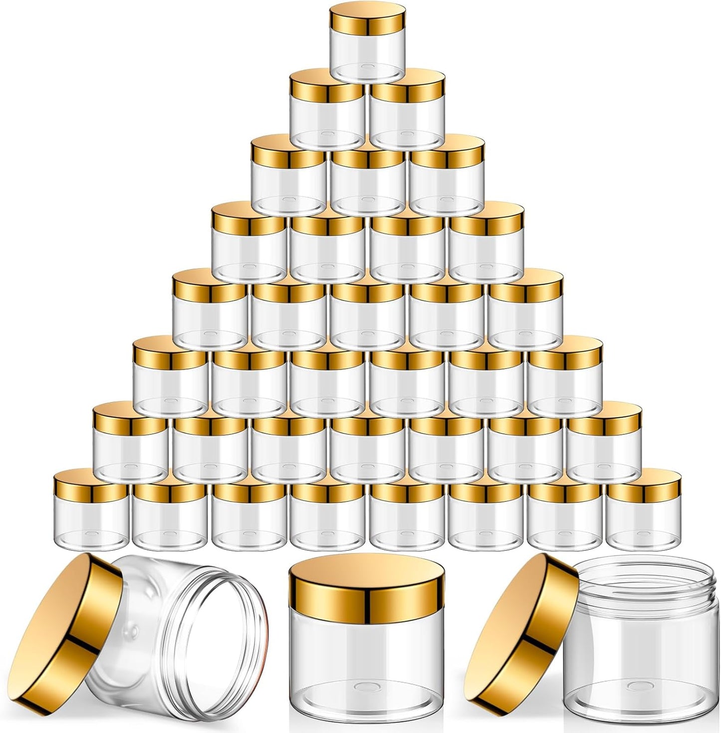 Satinior 36-Pack Plastic Jars - 2 oz Airtight Wide Mouth Containers for Lotions, Ointments & Travel Toiletries | Gold