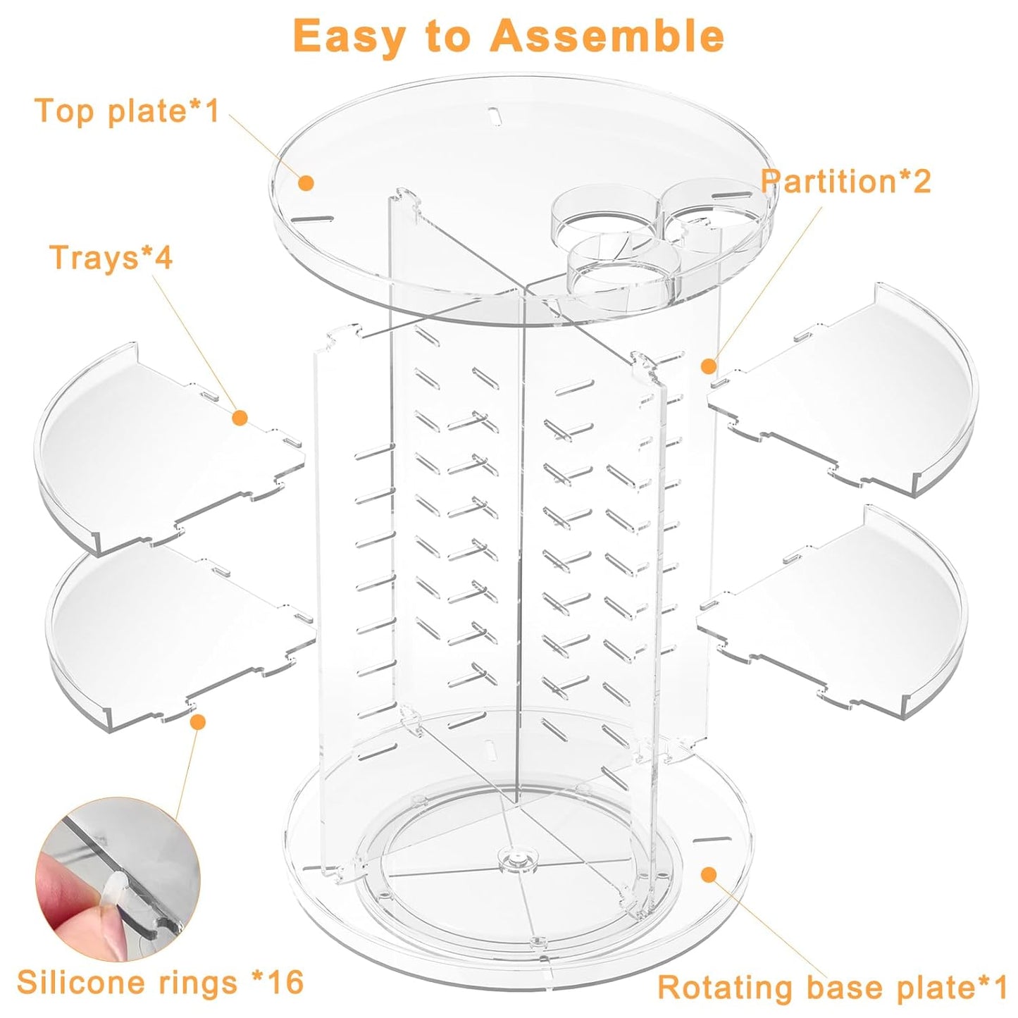 Rotating Makeup Organizer - DIY 8-Layer Spinning Skincare Storage | Multi-Function Cosmetic Display Case with Brush Holder & Perfume Tray