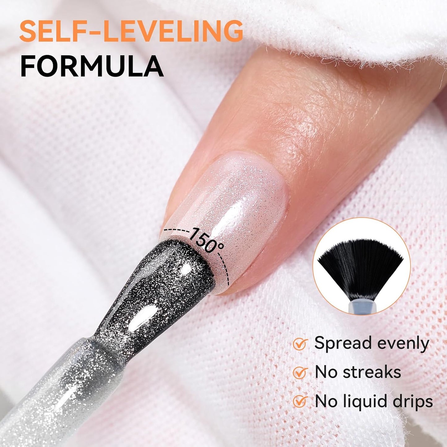 Cat Eye Glitter Gel Top Coat - 2 in 1 No Wipe Clear Finish | 15ml Soak Off UV LED Nail Polish for DIY Home Manicure