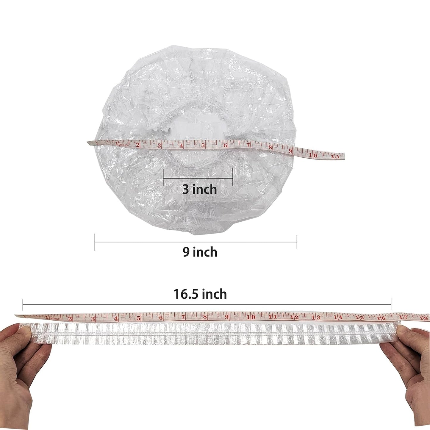 Disposable Shower Cap - Large Thick Clear Plastic Elastic Caps | Ideal for Home, Hotel, Hair Salon & Travel (One Size, 18 Count)