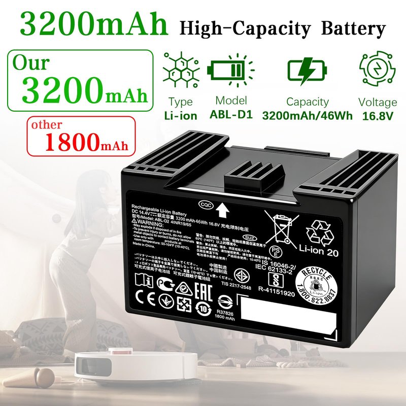 Lcenerga 46.08Wh ABL-D2 Battery for iRobot Roomba j7 i7 i8 i6 i5 i4 i3 e5 e6 Series j7+ j7550 i8+ i8550 i3+ i4 i4+ i4150, for Roomba j5 i5 j7+ Series ABL-D2A ABL-D1 ABL-F 14.4V