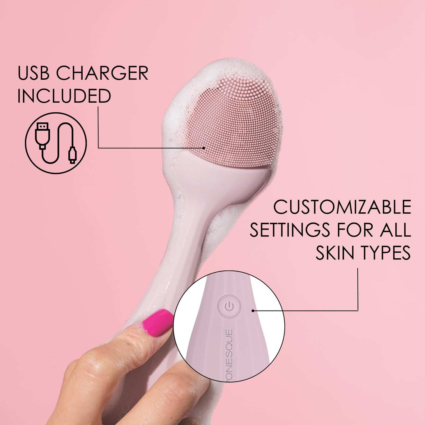 JAPONESQUE SKINTherapy Rejuvenating Sonic Facial Cleanser, Rechargeable Waterproof Cleansing Device with Silicone Brush - Lift, Firm, and Tone Skin