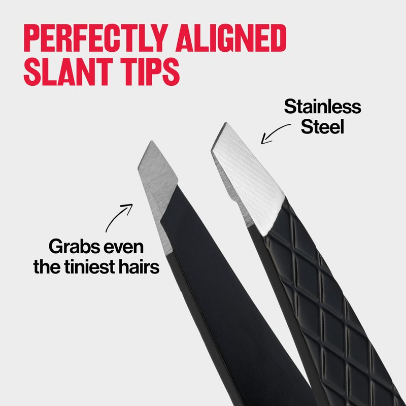 Revlon Eyebrow Tweezer, Stainless Steel | Pack of 2 | For Men & Women