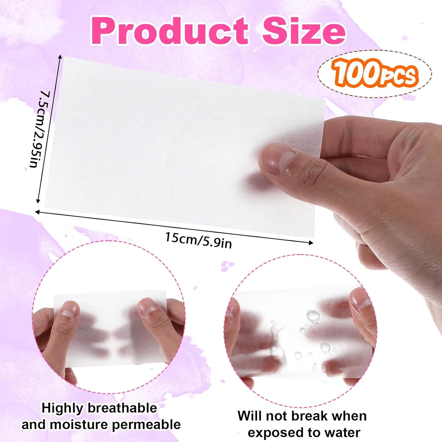 Disposable Salon Perm Papers - 100PCS Thin End Hair Wrapping Paper for Cold & Hot Perms | High Temperature Resistance (15 x 7.5cm)
