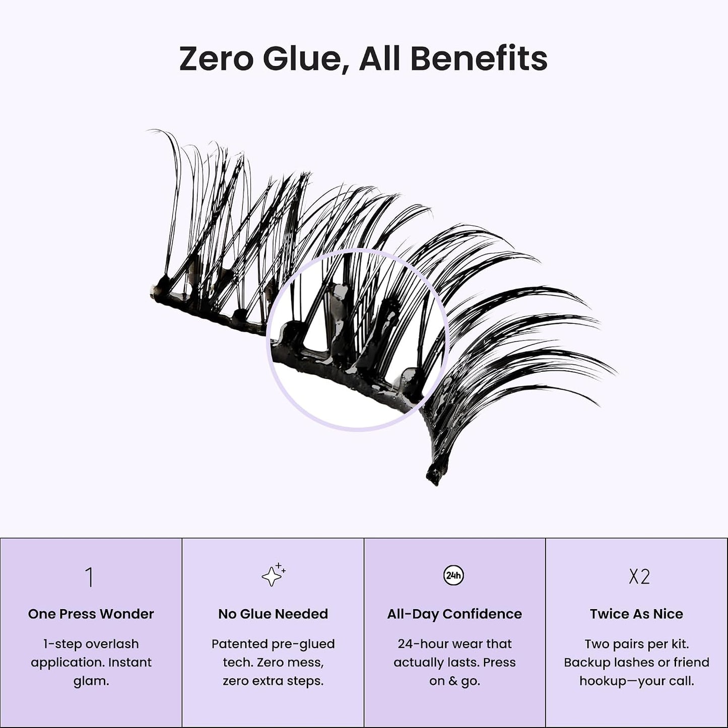 KISS imPRESS Strip Lash Kit - Pre-Glued Classic Natural Black False Eyelashes | 2 Pairs