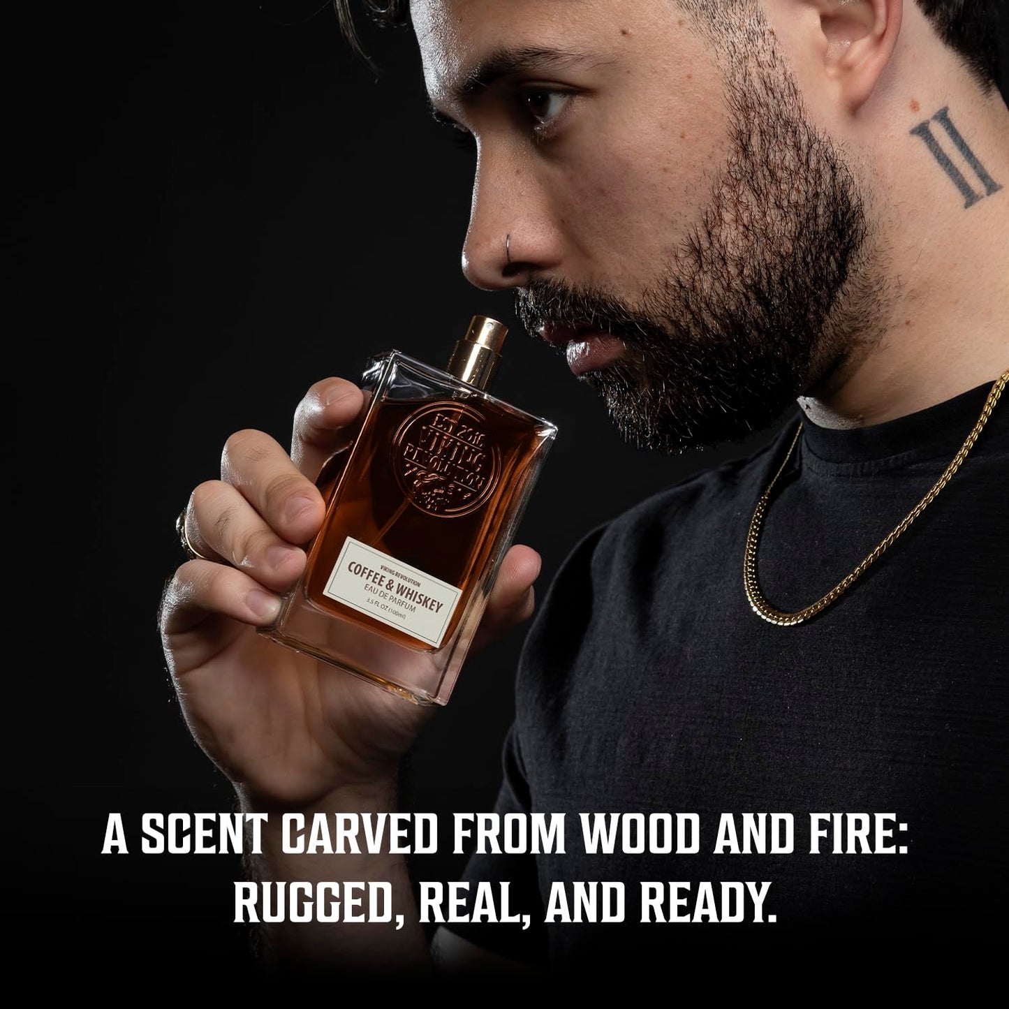 Viking Revolution Coffee and Whiskey Cologne for Men - Earthy Eau de Parfum with Roasted Coffee & Aged Whiskey | 3.5 Fl Oz