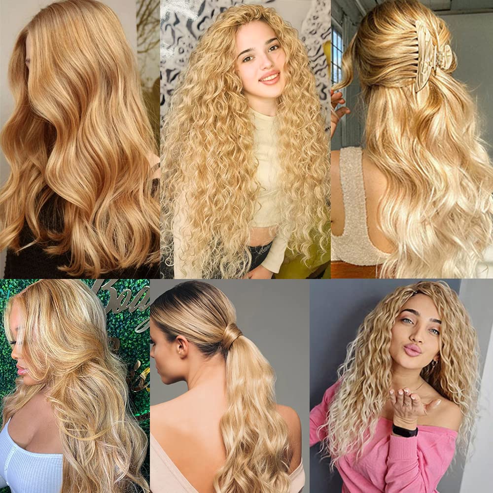 28 30 32 Inch P27613 Bundles Human Hair Honey Blonde Kinky Curly Bundle Brazilian Virgin Hair 3 Bundles Blonde Curly Highlight Bundle Hair Extensions