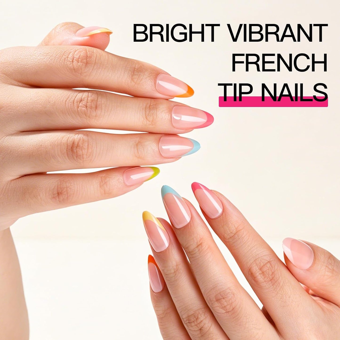 Almond French Tip Press-On Nails - 288PCS Natural Fit Fake Nails | Short & Easy Application