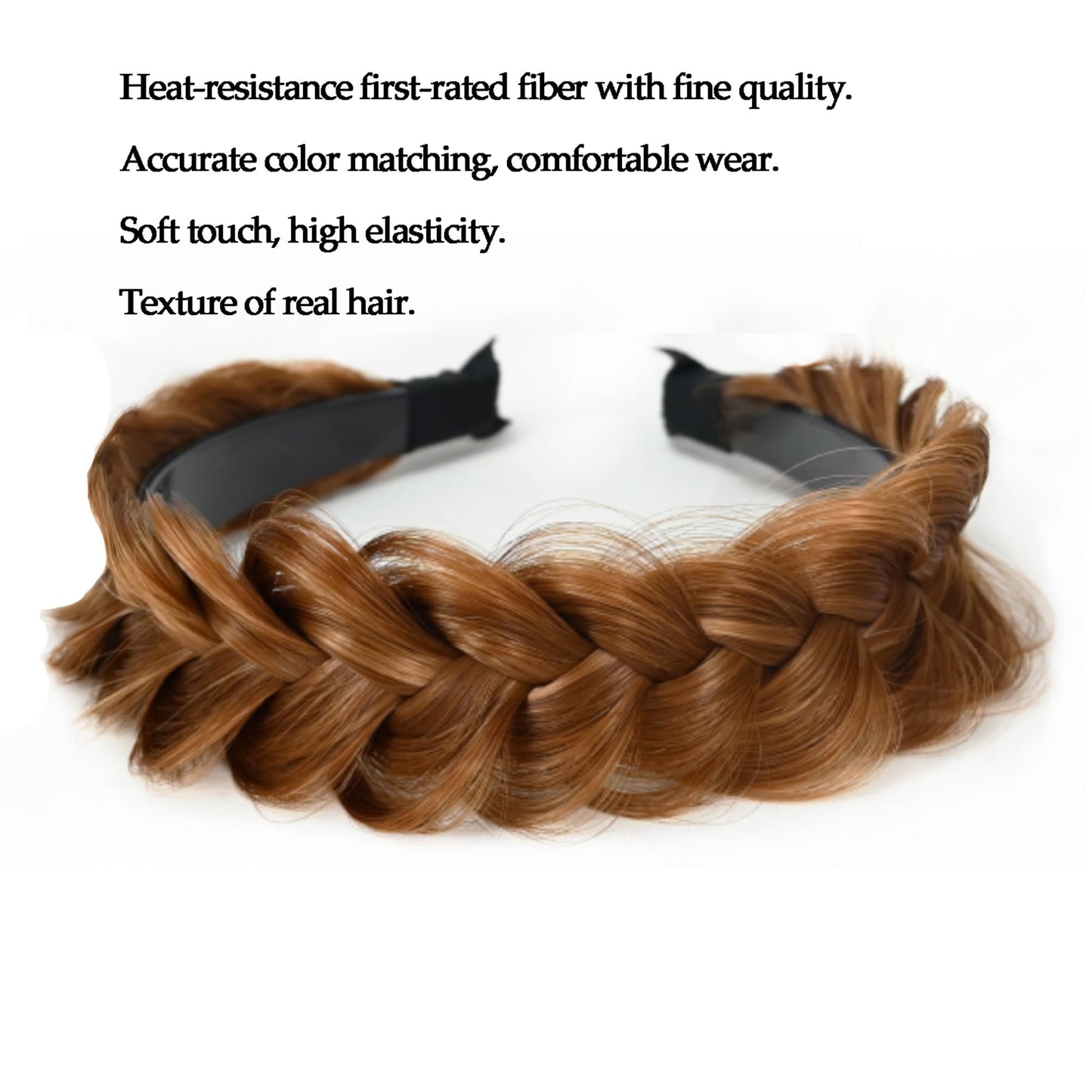 STHEJFB Wide Braided Headband Hoop Fashion Hair Accessories Elastic Non-slip Band for Women and Girl (OCHRE)