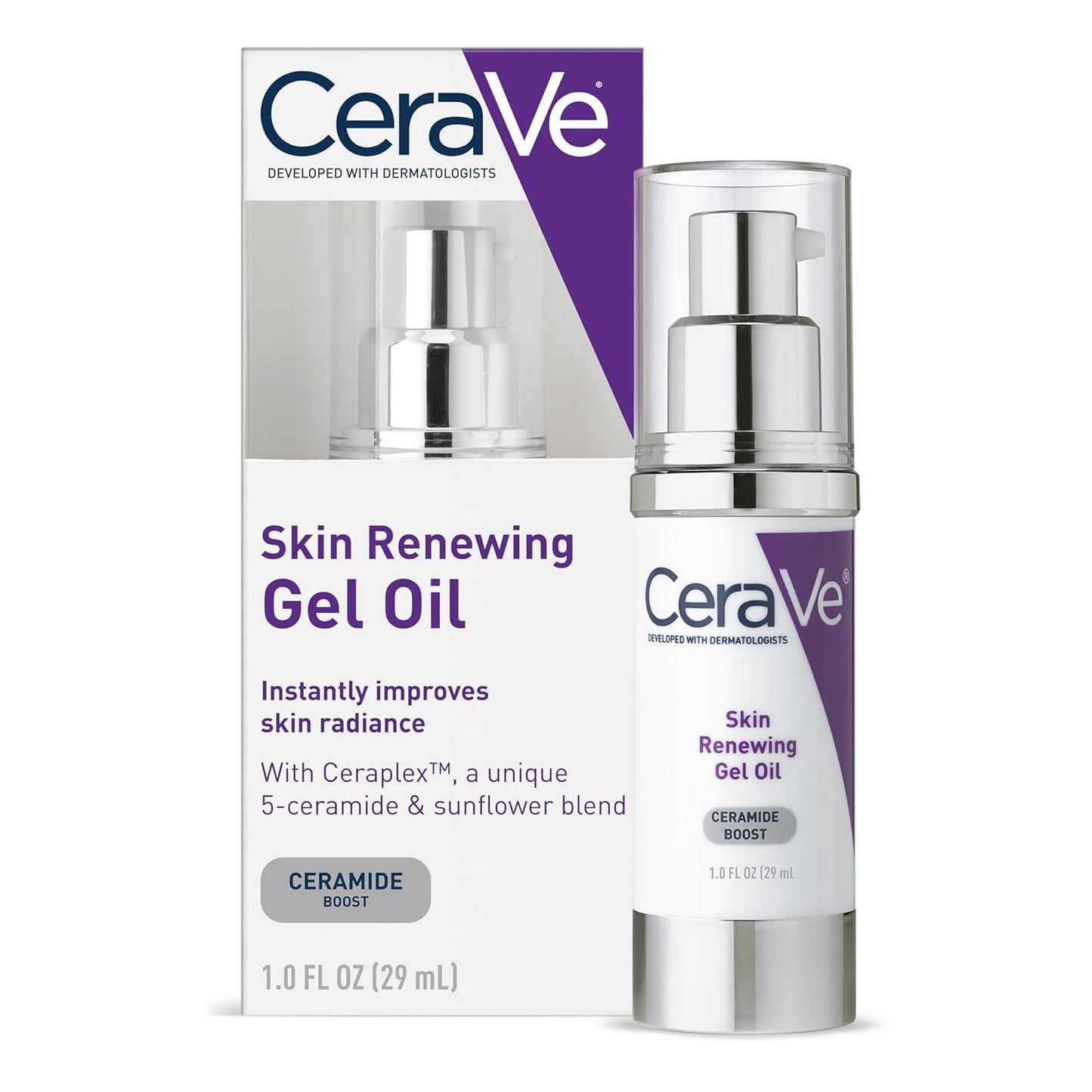 CeraVe Skin Renewing Gel Oil - Daily Hydrating Serum with Hyaluronic Acid | Non-Greasy, Fragrance-Free, 1 oz