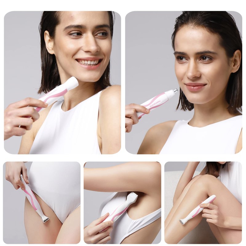 Pinkpapaya Electric Bikini Trimmer for Women,4 in 1 Electric Shaver for Women, Pubic Hair Trimmer and Facial Hair Remover Removal,Face Razors & Nose Hair Trimmer,Women's Grooming Kit,Black/iu7x
