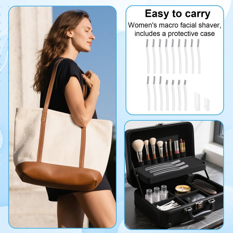 16pcs Dermaplane Razor for Women Face, Gentle Facial Hair Remover Eyebrow Eye Brow Shaver with Precision Microblades Scalpel Blade for Dermaplaning Peach Fuzz & Skin Exfoliation Tool (Transparent)