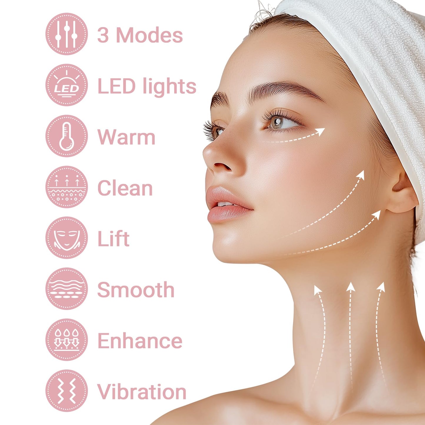 Neck Facial Massager, Light Face Neck Massager for Skin Care, Multifunctional Facial Skincare Tools with Vibration, at Home