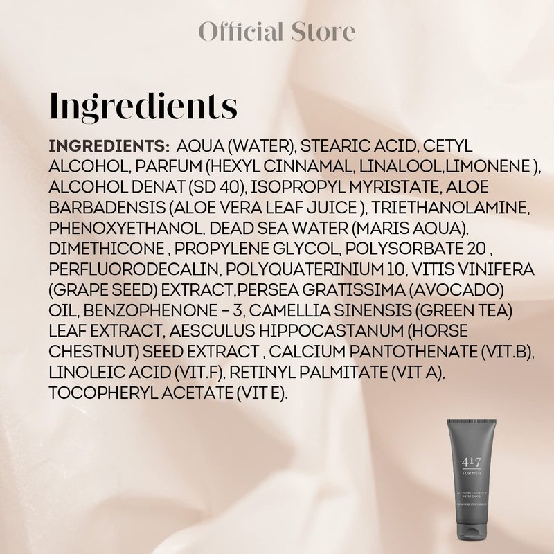 -417 Dead Sea Cosmetics Active Vegan After Shave For Men - Soothes, Moisturizes While Protecting Skin From Cuts and Nicks 3.38 oz.
