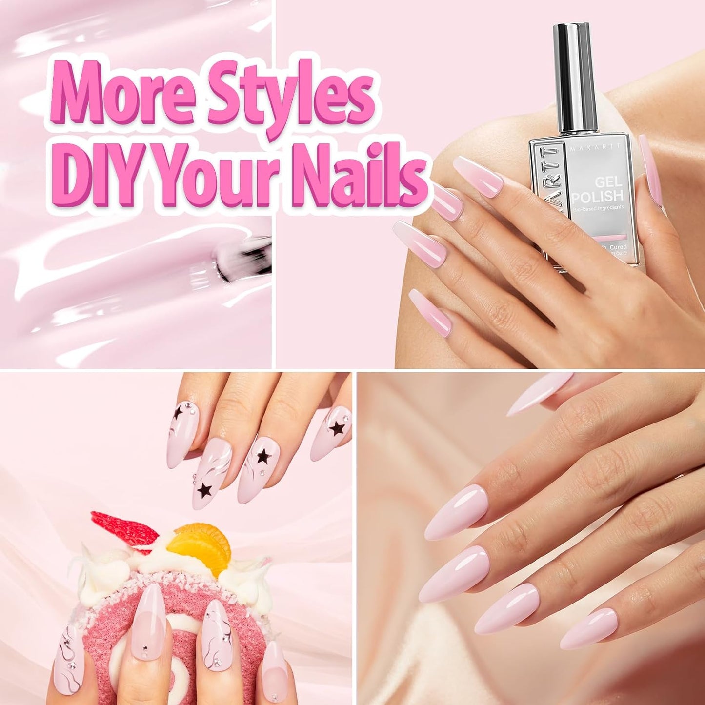 Milky Pink Gel Nail Polish - Hema-Free 15ML Jelly Formula | Sheer Translucent Effect for DIY Manicure
