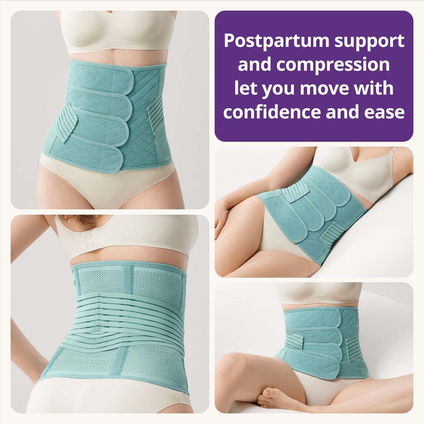 Postpartum Belly Band Wrap – C-Section Recovery Must Haves, Adjustable Tummy Control Binder with Pelvic Belt, Comfortable Support for Natural & Cesarean Sections, Shapewear, Elegant Quilted Design