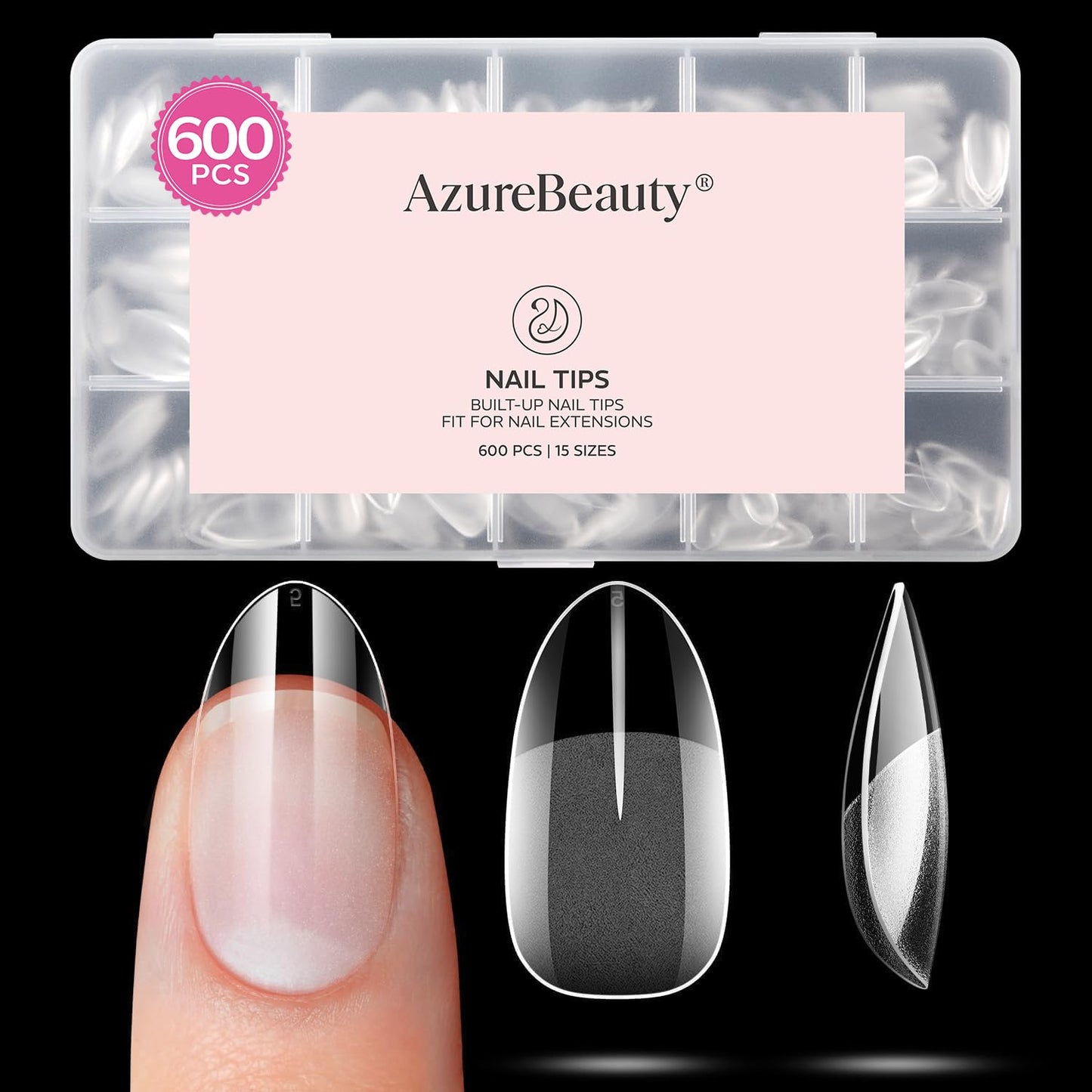 Extra Short Oval Round Nail Tips - 600pcs Soft Gel Acrylic Fake Nails | Half Matte Clear Press-On Extensions for DIY Manicure
